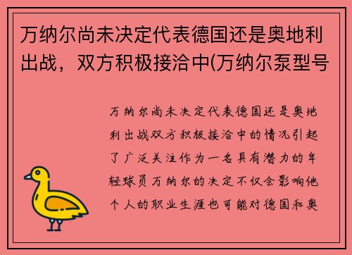 万纳尔尚未决定代表德国还是奥地利出战,双方积极接洽中(万纳尔泵型号)